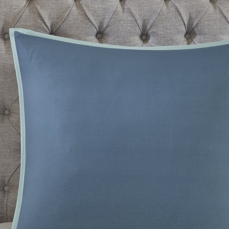 California King Blue Cotton Reversible Comforter Set