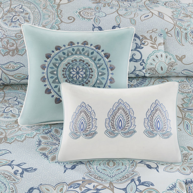 Isla Blue Queen Cotton Reversible 8-Piece Comforter Set
