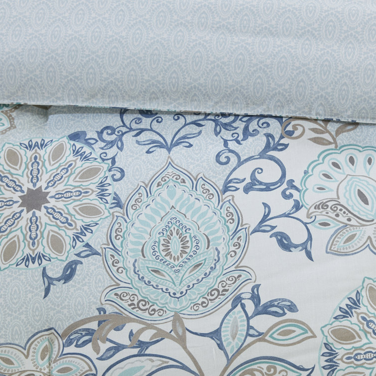California King Blue Cotton Reversible Comforter Set
