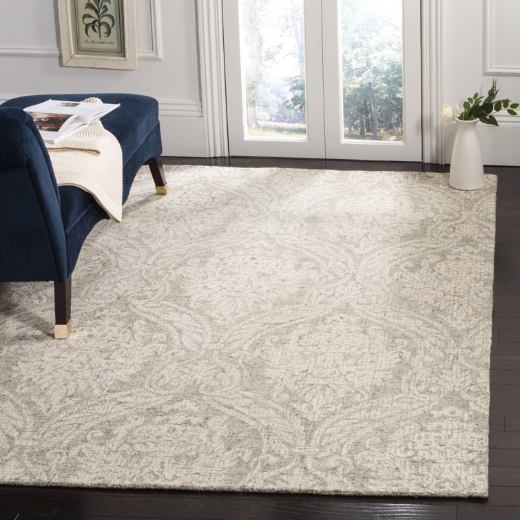 Harmony Abstract Hand-Tufted Wool Round Rug in Gray - 59"