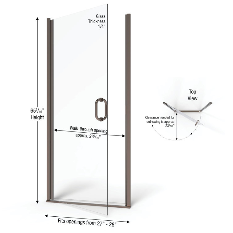 Infinity Oil Rubbed Bronze Semi-Frameless Hinged Shower Door with Clear Glass