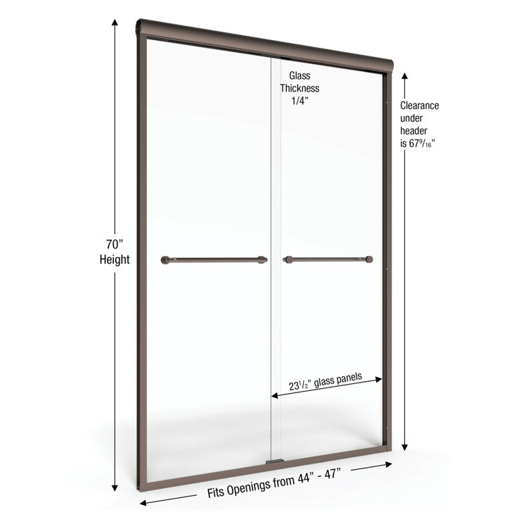 Infinity 70" x 47" Clear Glass Semi-Frameless Shower Door