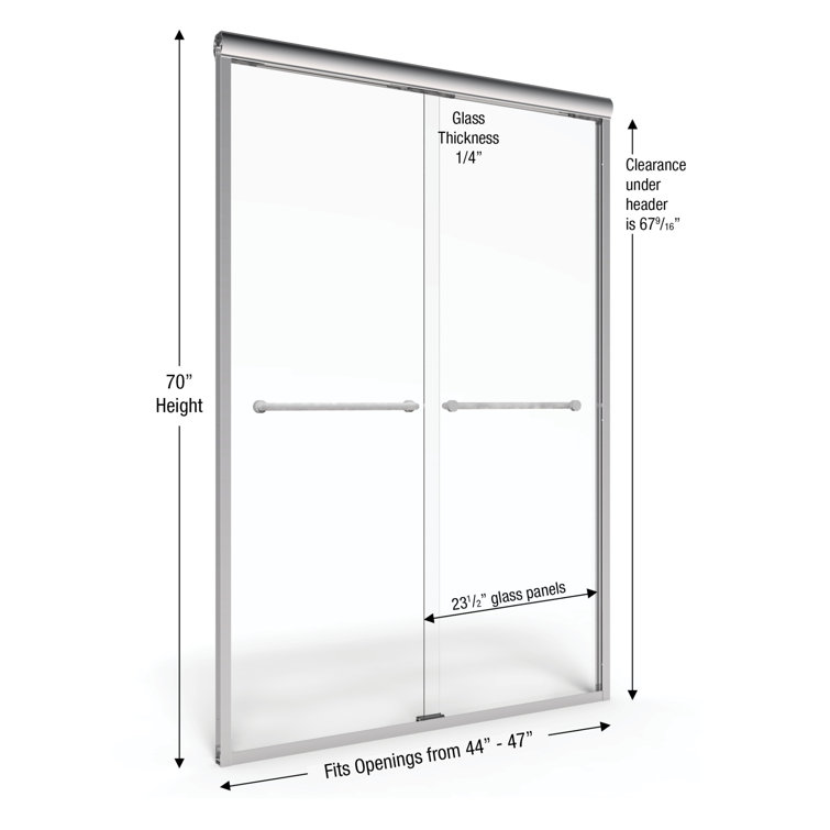 Infinity 70" High Brushed Nickel Semi-Frameless Sliding Shower Door
