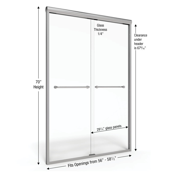 Infinity Brushed Nickel Semi-Frameless Sliding Shower Door with Clear Glass