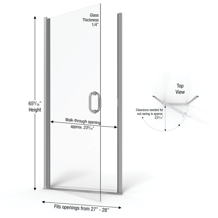 Infinity Brushed Nickel Semi-Frameless Hinged Shower Door