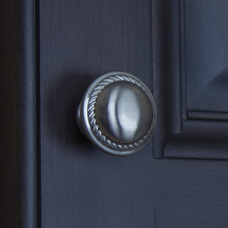 Satin Nickel Round Rope Cabinet Knob with Mounting Hardware