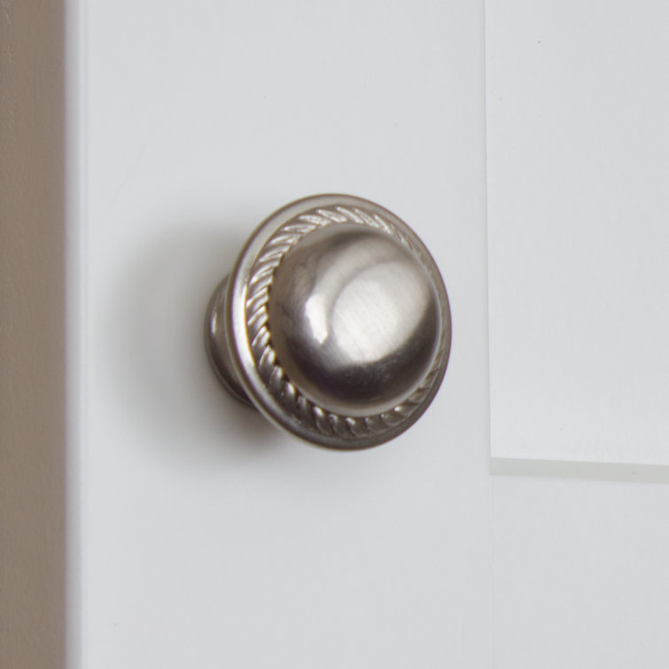 Satin Nickel Round Rope Cabinet Knob with Mounting Hardware