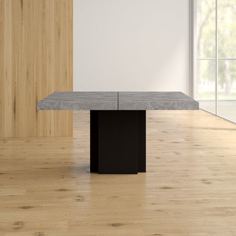 Concrete Melamine Pure Black Industrial Square Dining Table