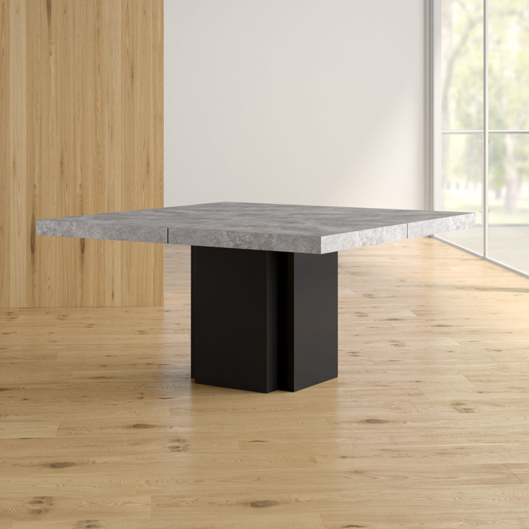 Concrete Melamine Pure Black Industrial Square Dining Table