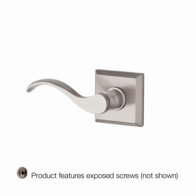 Satin Nickel Curved Dummy Door Lever with Square Rose