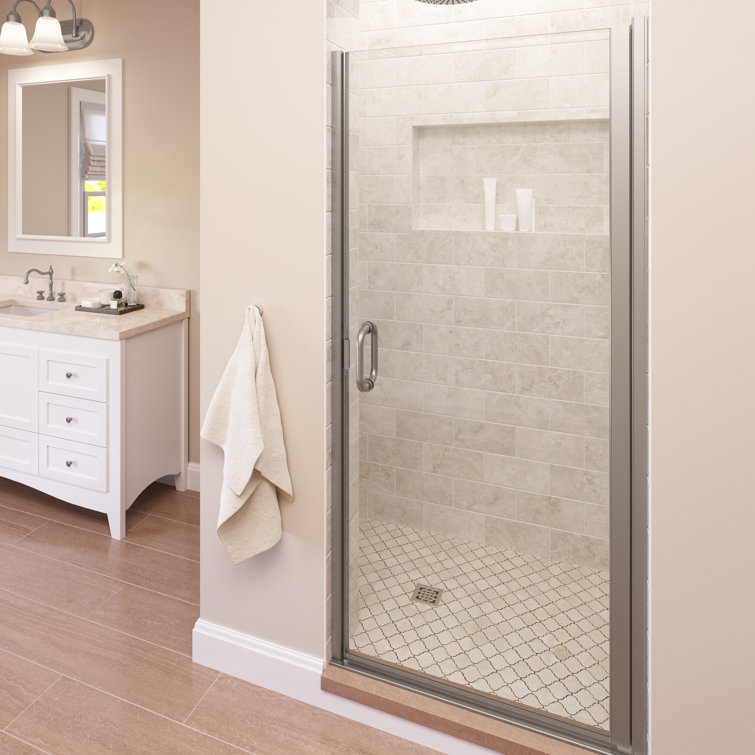 Infinity Brushed Nickel Semi-Frameless Hinged Shower Door