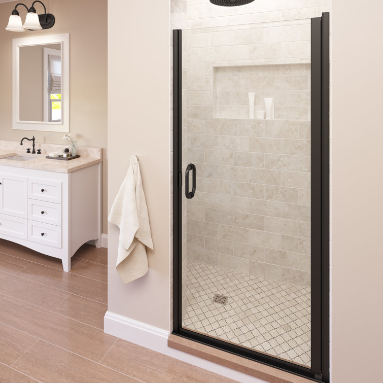 Infinity Oil Rubbed Bronze Semi-Frameless Hinged Shower Door with Clear Glass