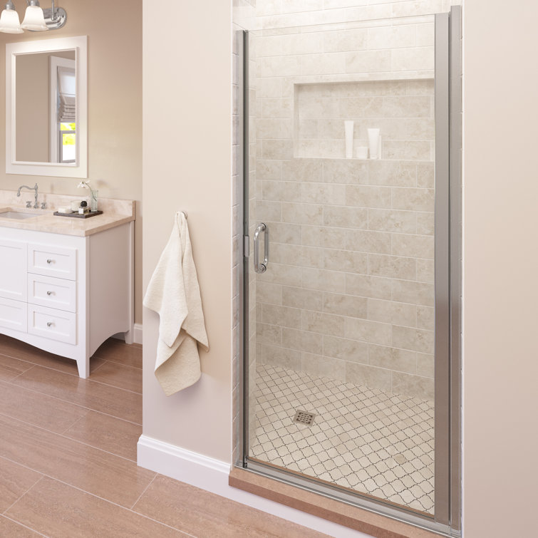 Infinity 27" Silver Semi-Frameless Hinged Shower Door