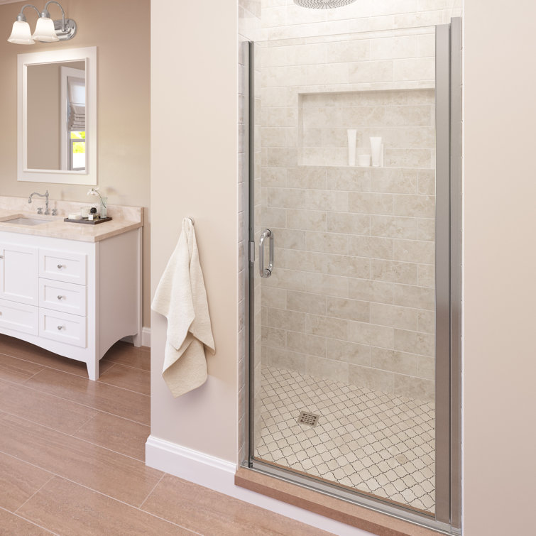 Infinity 34" x 76" Semi-Frameless Chrome Shower Door with Clear Glass