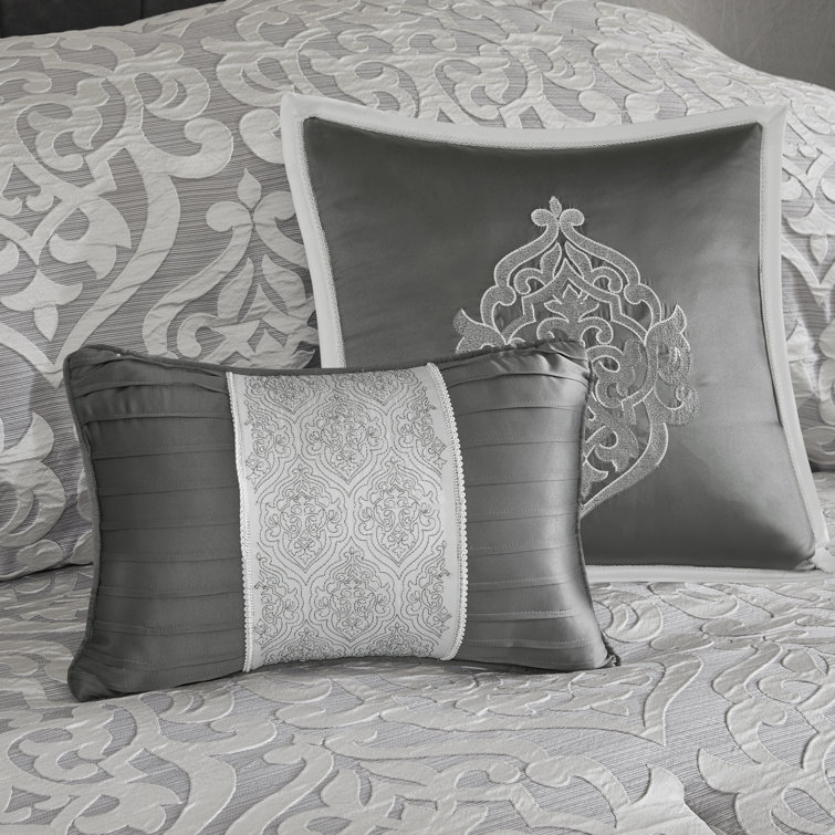 King Silver Microfiber 8-Piece Comforter Set with Graphic Detail