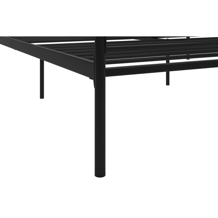Marion Black Metal Queen Canopy Platform Bed with Headboard