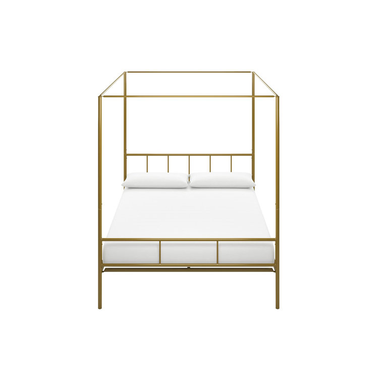 Full Gold Metal Canopy Bed Frame with Headboard