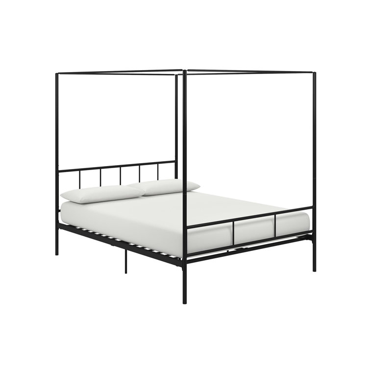 Marion Black Metal Queen Canopy Platform Bed with Headboard