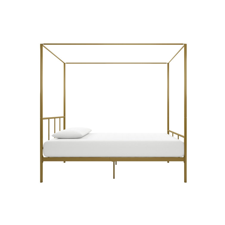 Full Gold Metal Canopy Bed Frame with Headboard