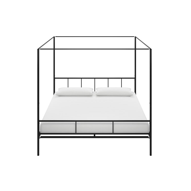 Marion Black Metal Queen Canopy Platform Bed with Headboard