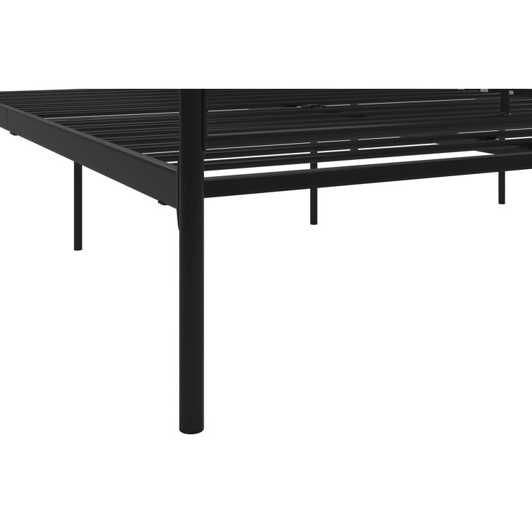 Marion King-Sized Black Metal Frame Canopy Bed with Headboard