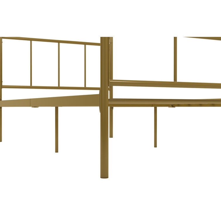 Full Gold Metal Canopy Bed Frame with Headboard
