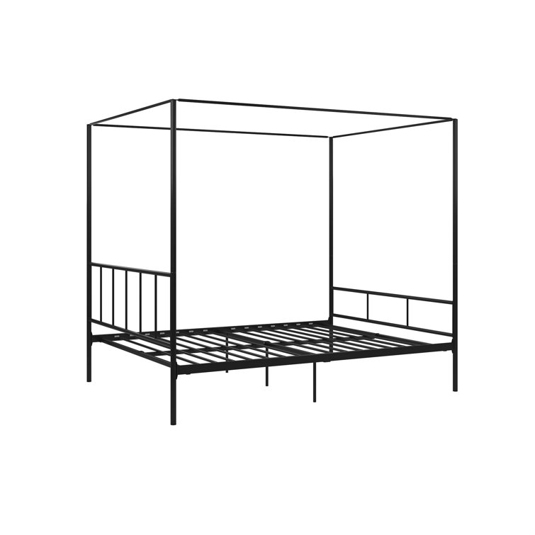 Marion Black Metal Queen Canopy Platform Bed with Headboard