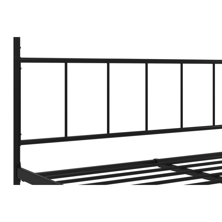 Marion King-Sized Black Metal Frame Canopy Bed with Headboard