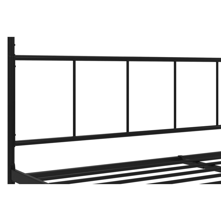Marion Black Metal Queen Canopy Platform Bed with Headboard