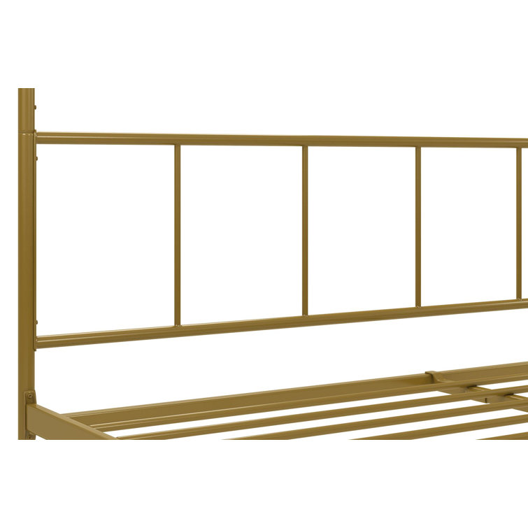 Full Gold Metal Canopy Bed Frame with Headboard
