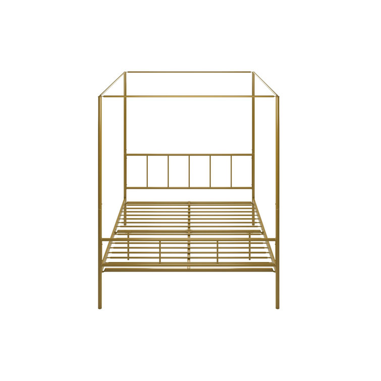Full Gold Metal Canopy Bed Frame with Headboard