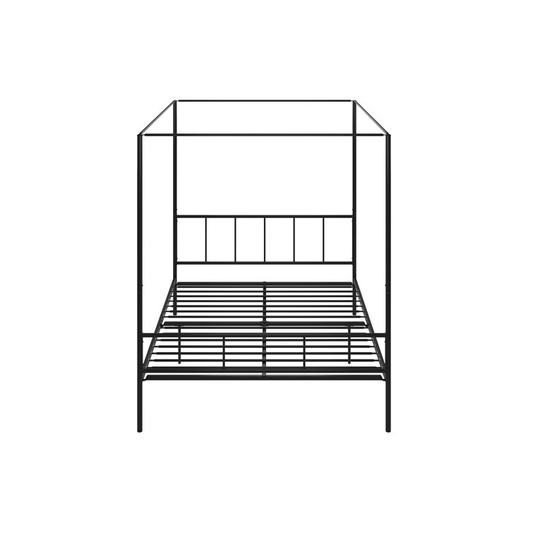 Marion Black Metal Queen Canopy Platform Bed with Headboard