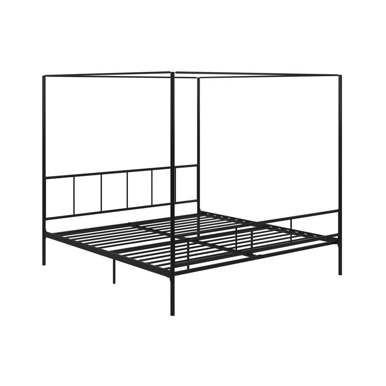 Marion Black Metal Queen Canopy Platform Bed with Headboard