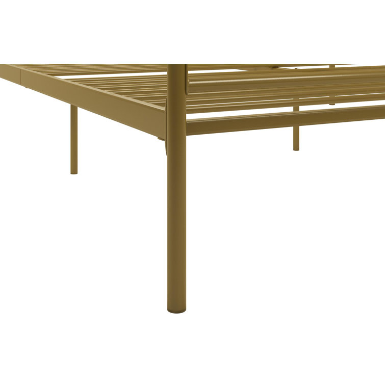 Full Gold Metal Canopy Bed Frame with Headboard