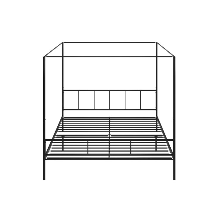 Marion Black Metal Queen Canopy Platform Bed with Headboard