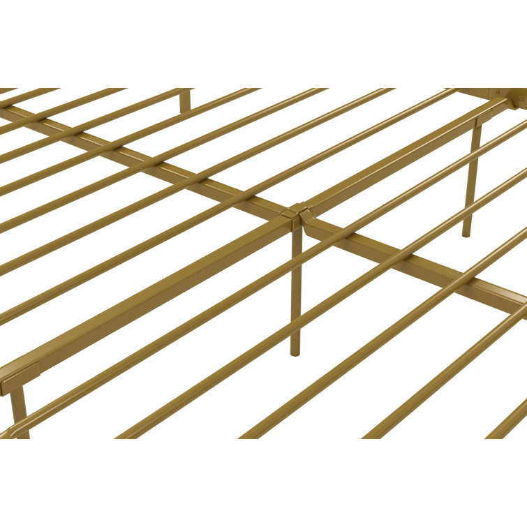Full Gold Metal Canopy Bed Frame with Headboard