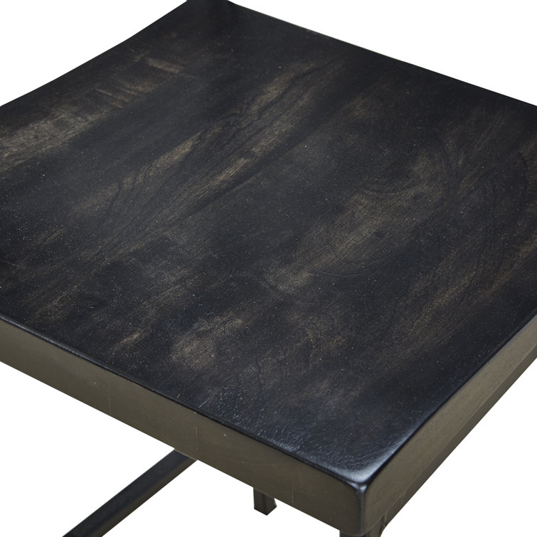 Tacoma 24.8" Black Wood and Metal Counter Stool