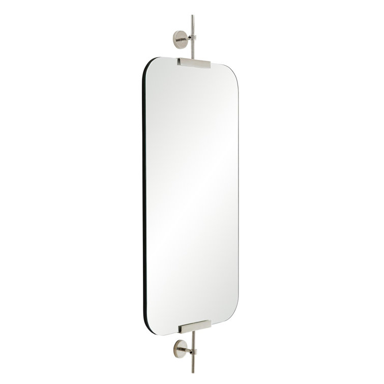 Polished Nickel Rectangular Wall Mirror with Rounded Edges
