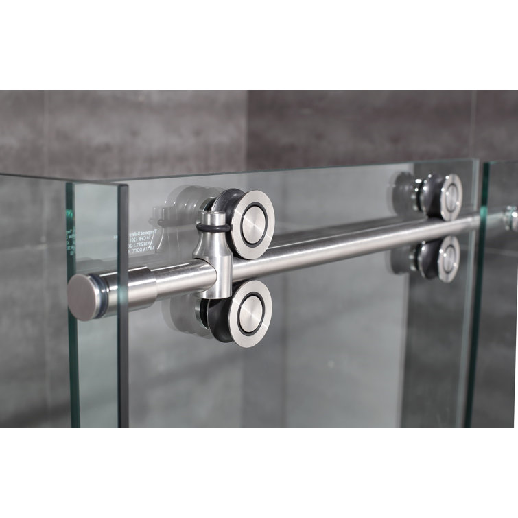 Langham 78" Frameless Sliding Shower Enclosure in Stainless Steel