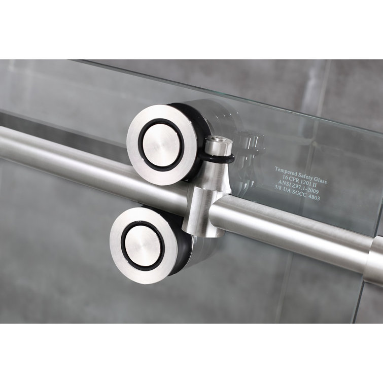 Langham 78" Frameless Sliding Shower Enclosure in Stainless Steel