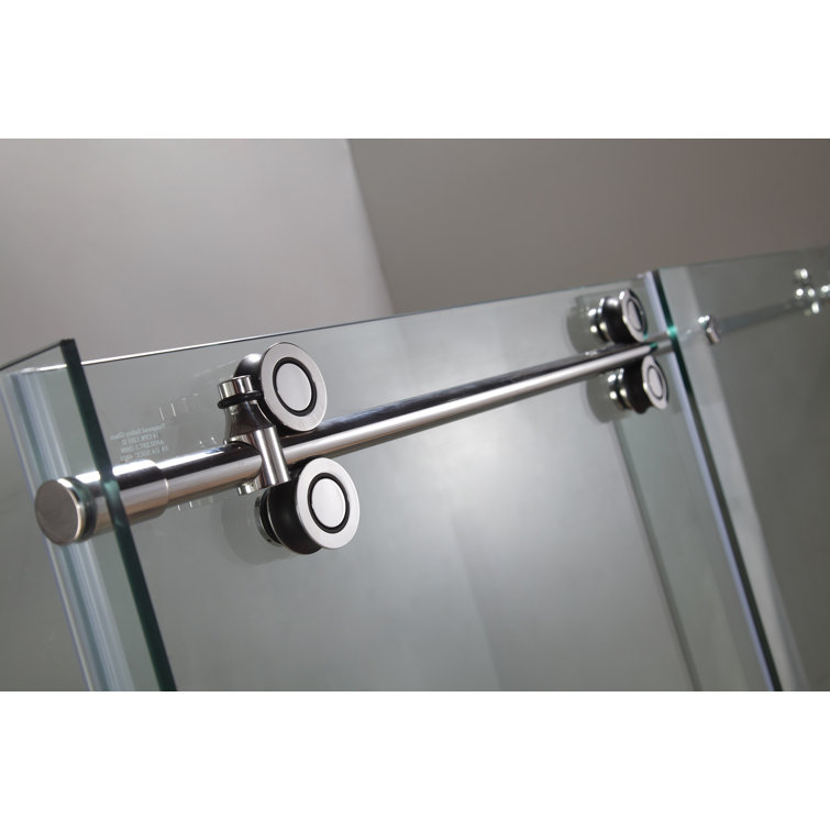 Langham 60" Chrome Frameless Rectangle Sliding Shower Enclosure