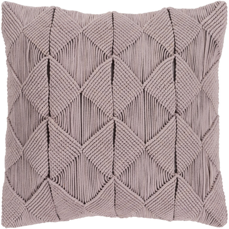 Cream Macrame Cotton 18" Square Throw Pillow Set