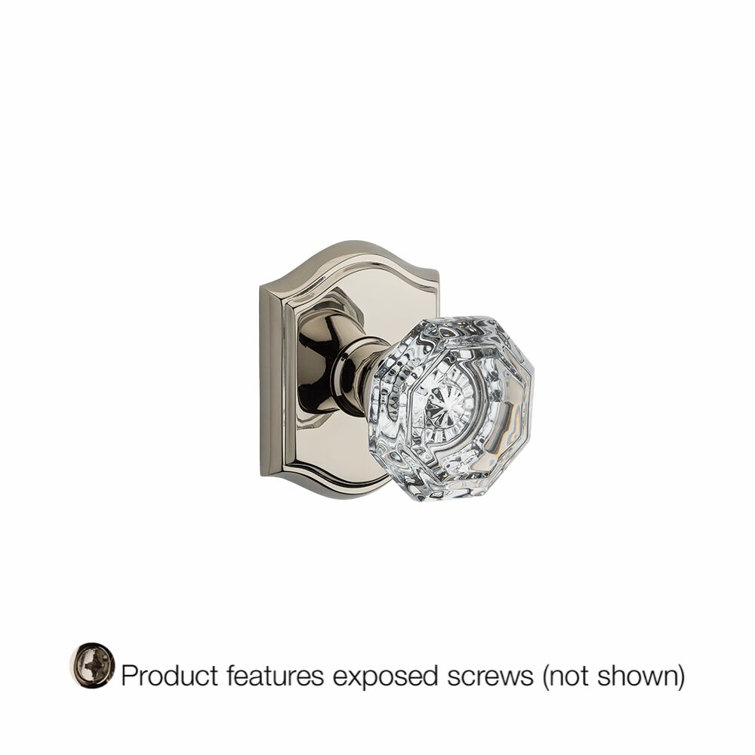 Polished Nickel Crystal Octagonal Knob with Arch Rose