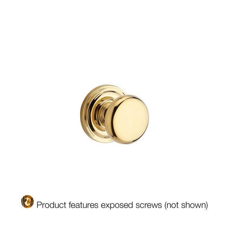 Polished Brass Round Single Dummy Door Knob with Traditional Rose