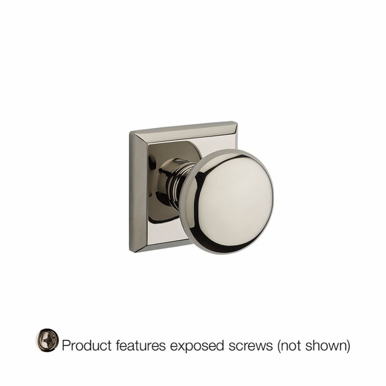 Polished Nickel Round Single Dummy Door Knob with Traditional Square Rose