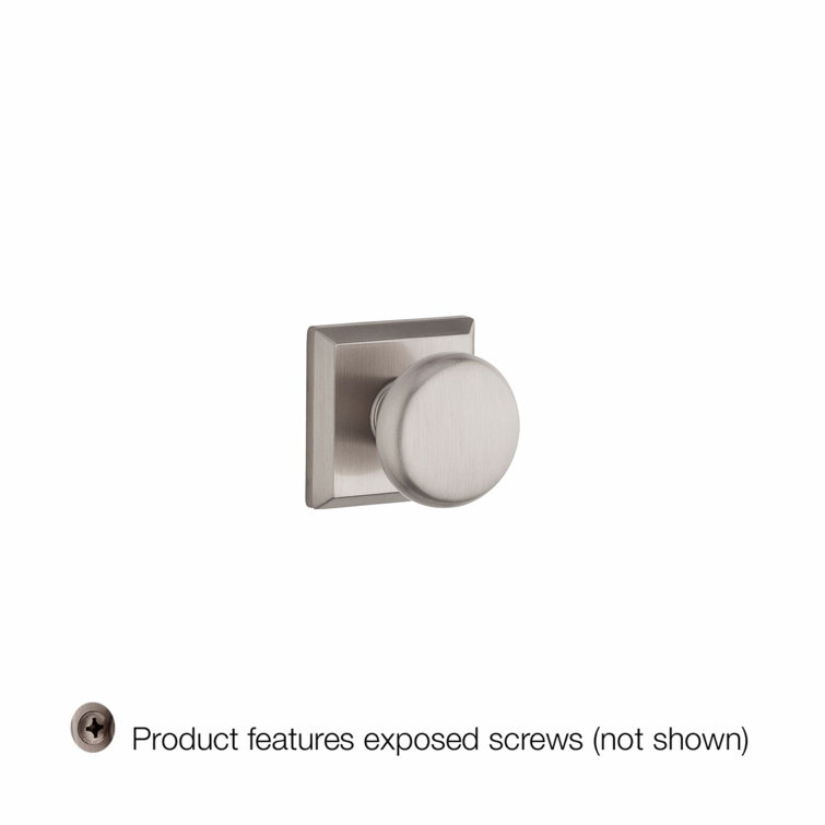 Satin Nickel Round Dummy Door Knob with Traditional Square Rose