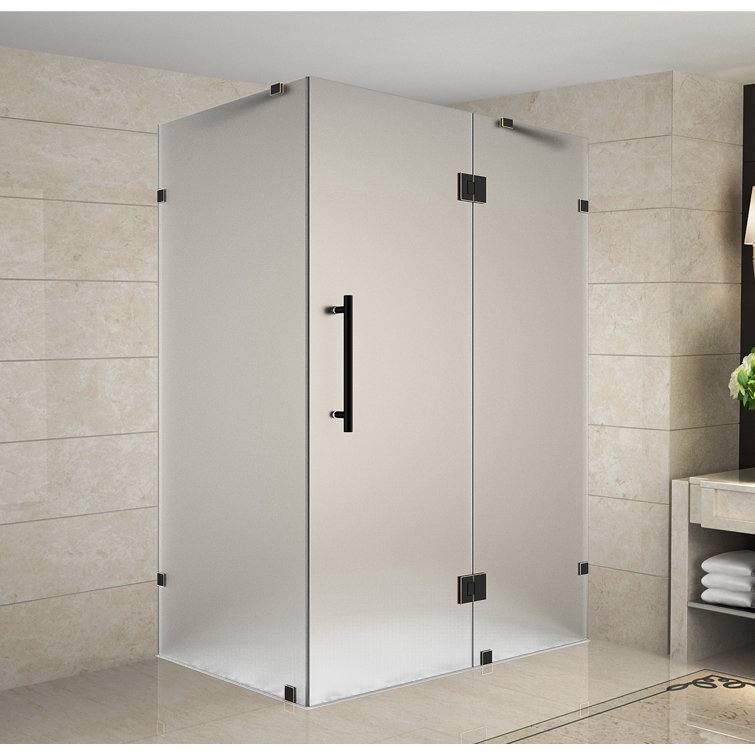 Avalux Frosted Glass Frameless Hinged Shower Enclosure with Stainless Steel Hardware