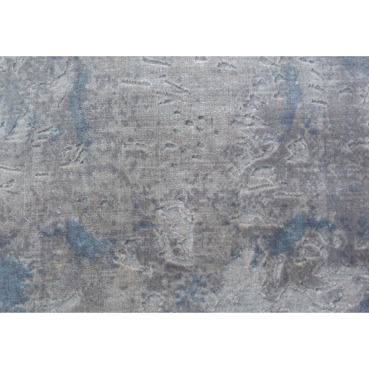 Handmade Gray Abstract Viscose Cotton 10' x 14' Rug