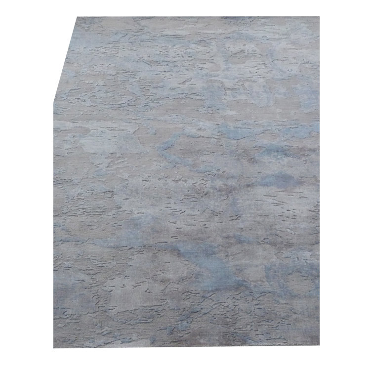 Handmade Gray Abstract Viscose Cotton 10' x 14' Rug