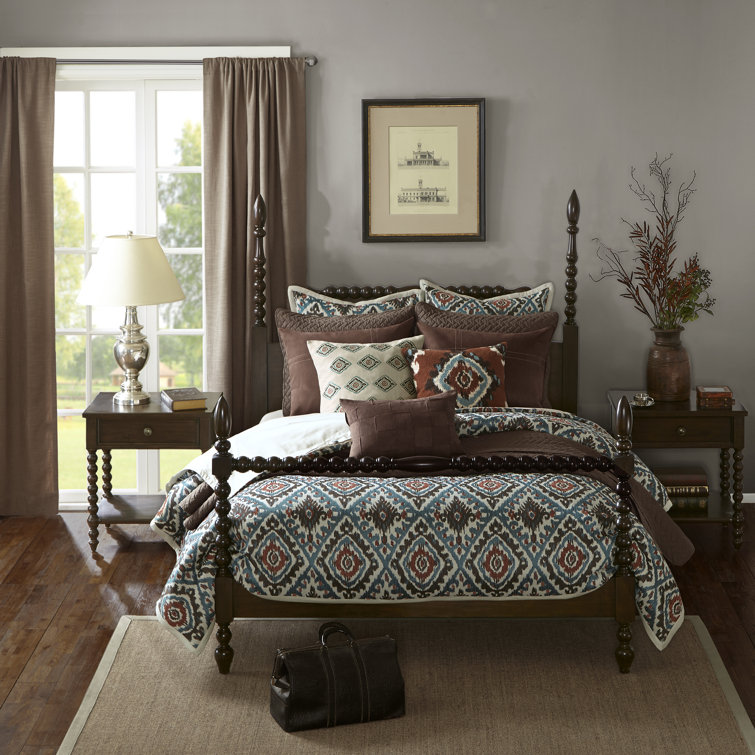Beckett Natural King Poster Bed with Wood Frame and Headboard